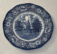 Vintage Staffordshire Liberty Blue Independence Hall Decorative Plate, Mint Cond picture