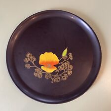 Couroc Vintage MCM Inlaid Yellow Poppy Plate Flower Barware Tray Bar Art Decor picture