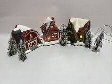 Country Christmas Heath In Crafts, Lot Of 3, Barn, Mrs Clause Sweet Shop, Santa picture