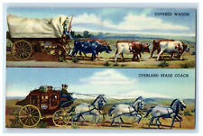 c1940s Covered Wagon and Overland Stage Coach Dioramas at State Museum Postcard picture