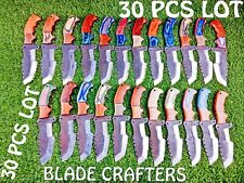 30 PCS LOT, HAND FORGED RAILROAD SPIKE CARBON STEEL BLADE TRACKER HUNTING KNIVES picture