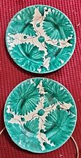 Set (2) Hand Painted Pottery Salad Plate from Mexico - Teal Green/White Floral picture