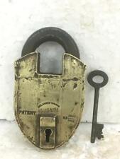 OLD HANDMADE B.N & B.D CALCUTTA PATENT SOLID BRASS PADLOCK WITH KEY  picture