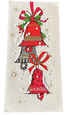 Vintage 50s MCM Christmas Card~Embellished Bells picture