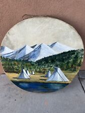 Vintage Native American Hand Painted Rawhide Drum ~Signed~ picture