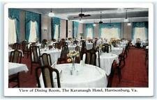 HARRISONBURG, VA Virginia ~ Dining Room KAVANAUGH HOTEL c1920s  Postcard picture