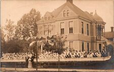 RPPC House With Patriotic Bunting, July 4 Gathering? Vintage Postcard Q59 picture