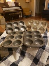 Vintage Ekco T60 Muffin Cupcake Pans for 6 Muffins Made in USA 4 Muffin Pans picture