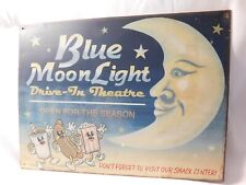 Vintage BLUE MOONLIGHT DRIVE-IN THEATRE METAL SIGN picture