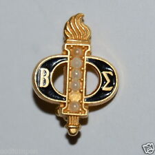 WOW Vintage Beta Sigma Sorority Lapel Torch Pearl Pin Rare picture