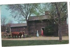 DURHAM OXEN Fenno House  Sturbridge Village Museum Massachusetts Postcard 1963 picture
