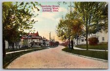 Ashland Ohio~Sandusky Street West~Residential Area~1910 Postcard picture