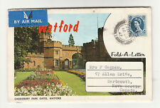 Antique Postcard of Scenes from WATFORD, England, with long letter. 1967 picture