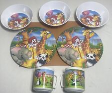 McDonald’s Vintage 1996 Zoo Animal Plasticware Plates, Bowls And Cups/ Lot Of 7 picture
