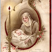 c1930s Baby Jesus Christmas Wishes Greetings Card Joy Peace Jefferies Manz 5A picture
