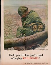 1940's World War II Soldier War Bonds General Tire Magazine Clipped Ad 10.5x8