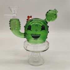 Baby Green Cactus Glass Bong Water Pipe 14.4mm Male Handmade Craft Heady Bongs picture