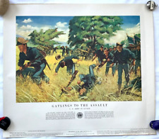GATLINGS TO THE ASSAULT, US Army VTG Poster, War w/ Spain, NO. 21-46 (1953) picture