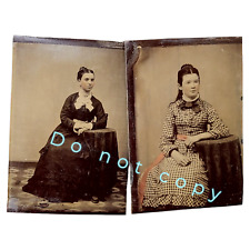 Antique Tintype Lot Women Fashion Civil War Era Willimantic CT Vintage 1860s picture