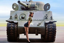 Sherman tank Nice Girl Pinup retro Antique Soldier 8.5x11 Photo Reprint picture