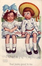 Katharine Gassaway Illustration THAT LOOKS GOOD TO ME children on bench 1908 picture