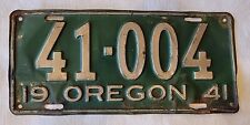 Vintage 1941 Oregon License Plate Number 41-004 On Single Plate picture