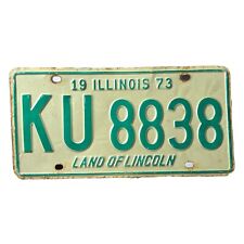 1973 Illinois Land Of Lincoln Green Metal License Plate (KU 8838) picture