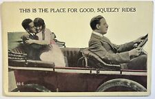 Good Squeezy Rides Antique Romance Postcard, Car, Posted Excelsior Springs, MO picture