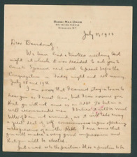 Letter early important American conservative Rabbi Max Drob of Syracuse 1913 picture