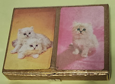 Vintage Congress Playing Cards Cat Kitten Pastel 2 Deck Box Cel-u-tone Finish picture