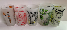 Lot Of 5 Vintage Hazel Atlas STATE Frosted Souvenir Drinking Glasses MCM 1950’s picture