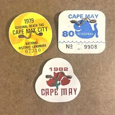 (3) CAPE MAY NJ Beach Tags Badges / 1979 1980 1982 / Vintage Jersey Shore picture
