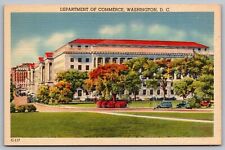 Department Of Commerce Washington DC Linen Old Car UNP Postcard picture