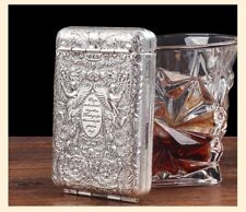 Victorian Style Vintage Double Sided Metal Flip Top Three Open Cigarette Case 14 picture