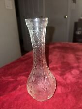 Vintage FTD Clear Glass Vase - Embossed with Leaf Stem Plant 9