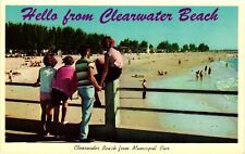 Vintage Postcard- Clearwater Beach from Municipal Pier 1960s picture