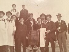 Antq. Mounted Photo Group Of Men Outside Drinking Beer With Keg 1900s IN KY 7X9 picture