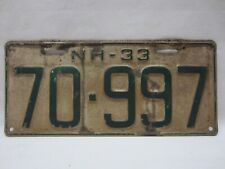 1933 Steel New Hampshire License Plate 