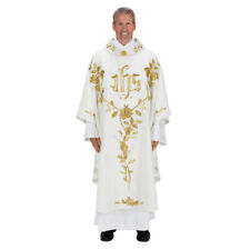 Gothic Style Cowl Collar Chasuble Lugano Collection Vestment 51 In x 59 In White picture
