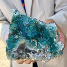 822g NATURAL Green Cube FLUORITE Quartz Crystal Cluster raw Mineral Specimen picture