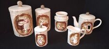 Vtg 1970's Sears Roebuck Pioneer Woman Ceramic Canisters Teapot Utensils 10 pcs picture