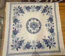 Vintage TABLECLOTH Blue & White Royal Delft Ware De Porceleyne Fles 48x43.5” picture