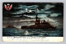 USS Massachusetts, Ships, Transportation, Antique Vintage Souvenir Postcard picture