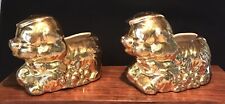 Vintage Gold Ceramic Dog Planters set of 2 picture