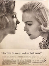 1961 Full Service Commercial Bank Print Ad Two Women Sharing Money Secrets picture
