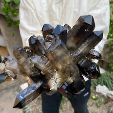 5.2lb Large Natural  Smoky Black Quartz Crystal Cluster Raw Mineral Specimen picture