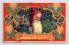 Santa Claus Blue Robe Christmas Greetings Barton and Spooner UNP DB Postcard D17 picture