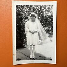 Girl Wearing Christening Gown, VINTAGE PHOTO Original Snapshot 1932 Catholic picture