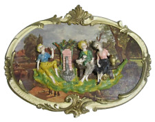Vtg EMPIRE 3D Art Wall Decor Picture Plaque Rococo Frame Italy Girls Fountain picture