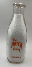 Vintage HATCH DAIRY Quart Pyro Milk Bottle Plymouth New Hampshire picture